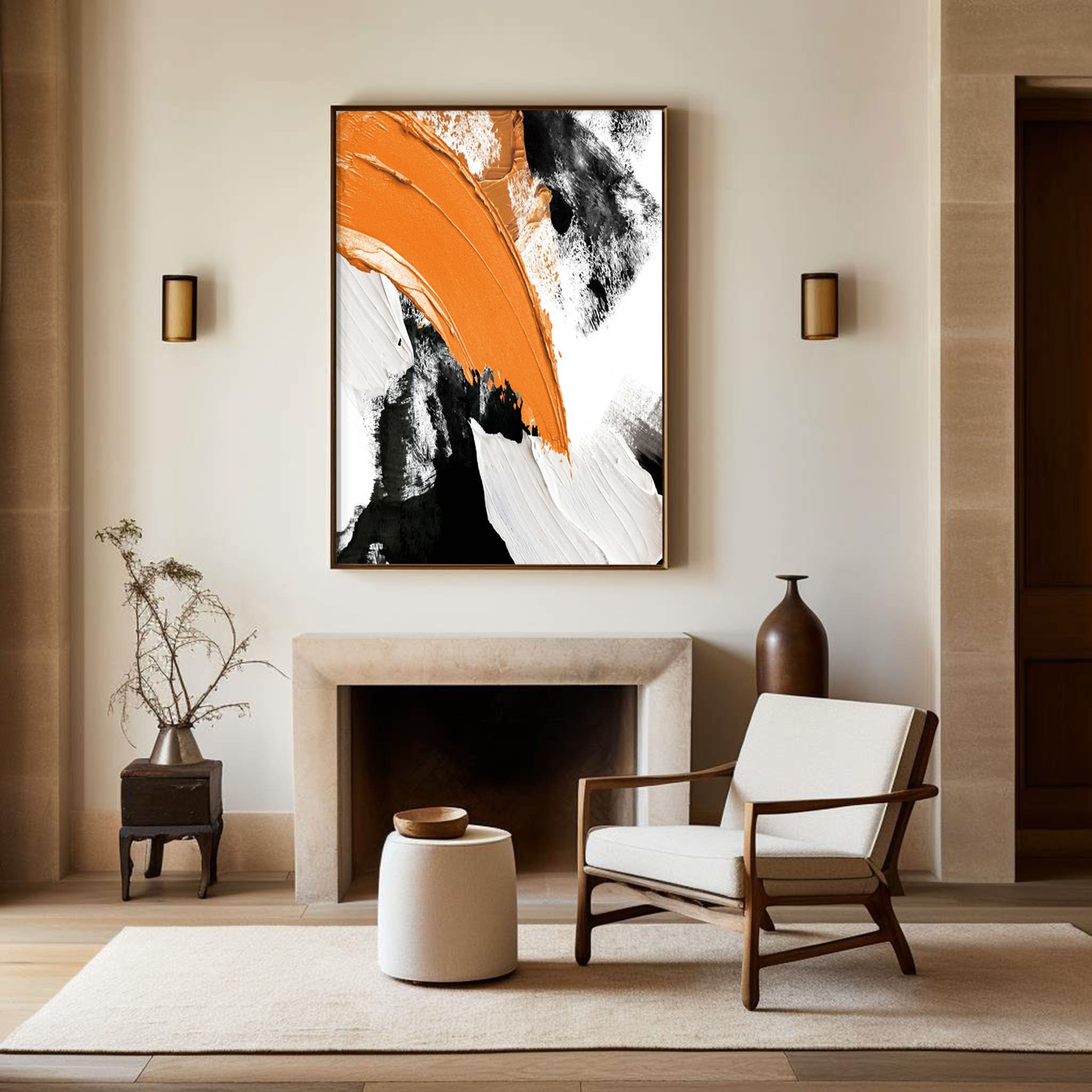 Gelbes und schwarzes abstraktes Gemälde - Bold Horizons #Iris010