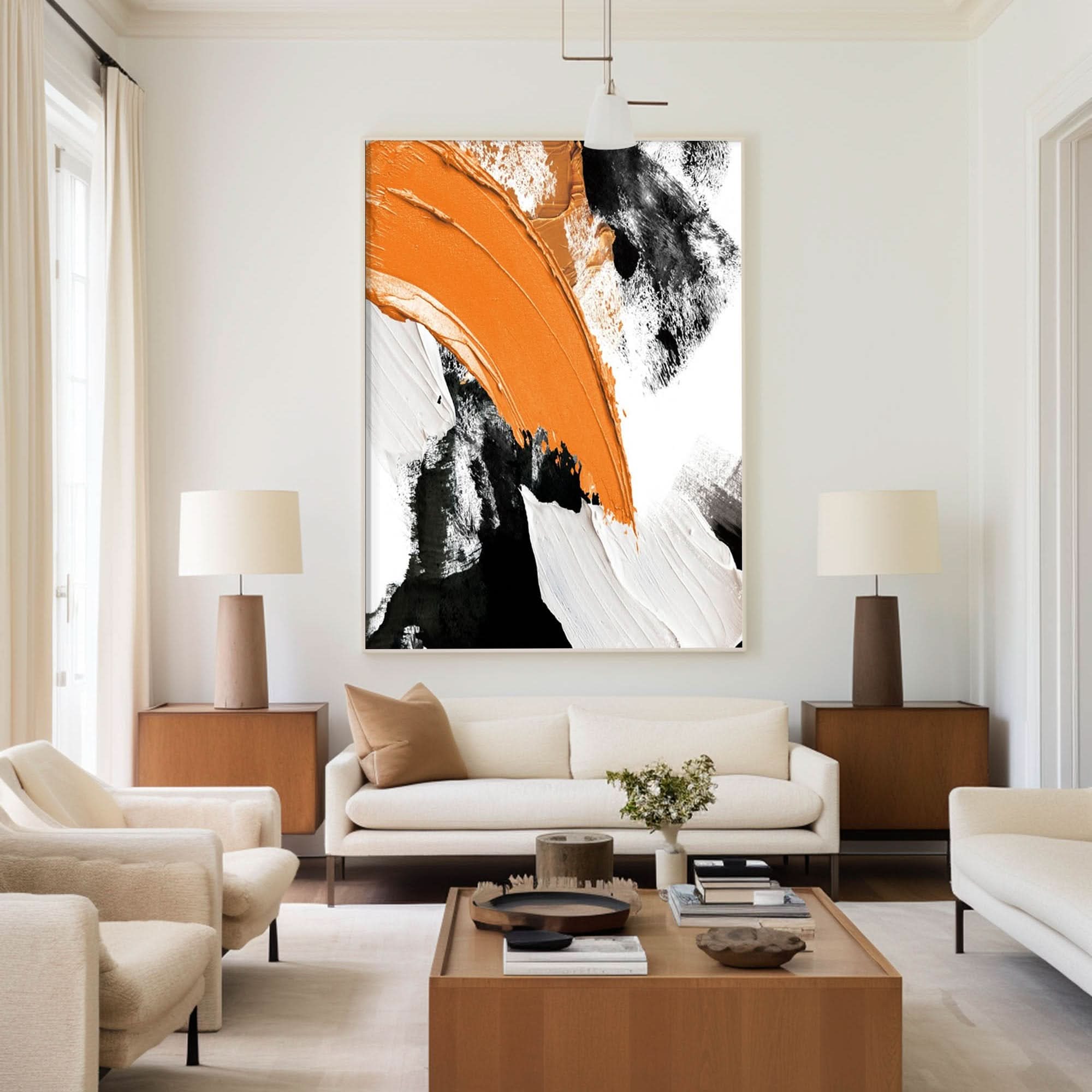 Gelbes und schwarzes abstraktes Gemälde - Bold Horizons #Iris010