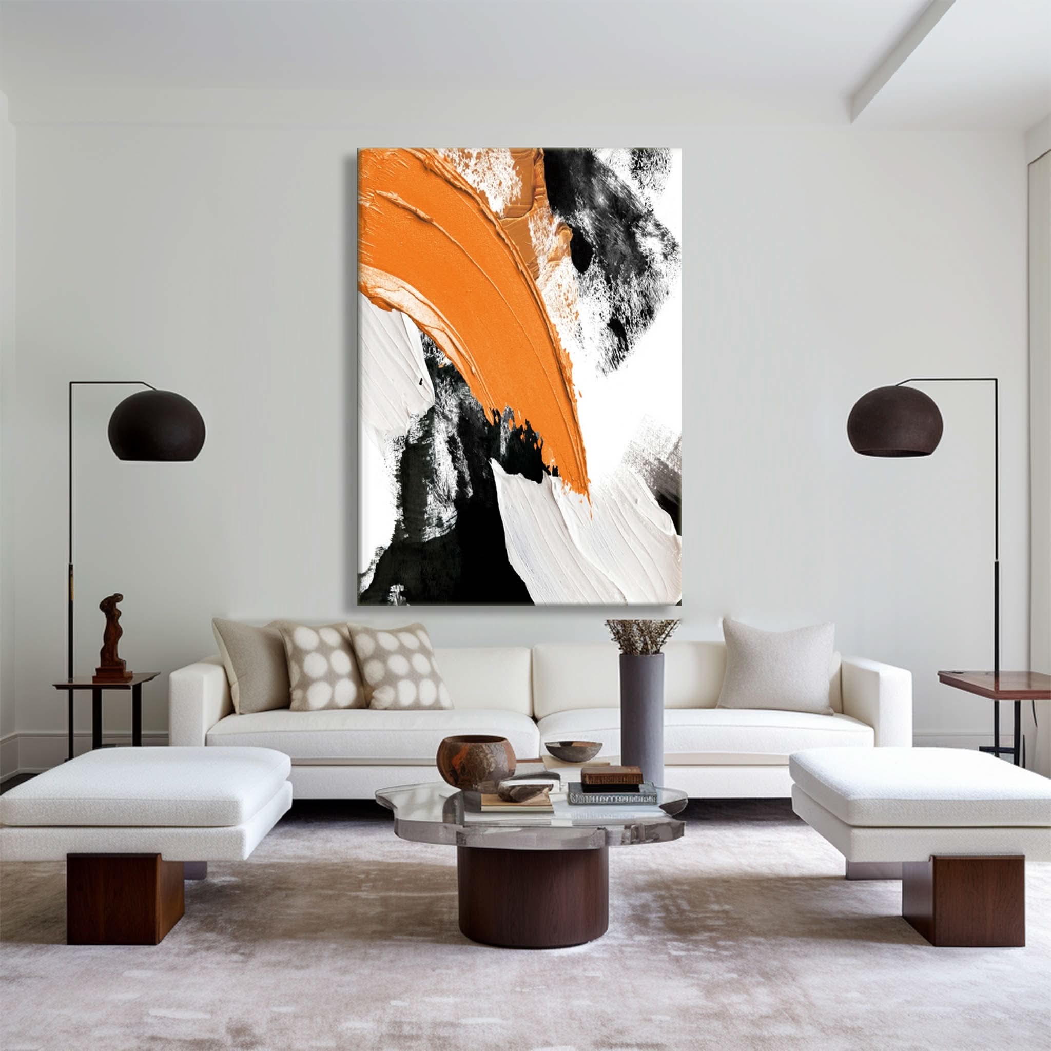 Gelbes und schwarzes abstraktes Gemälde - Bold Horizons #Iris010