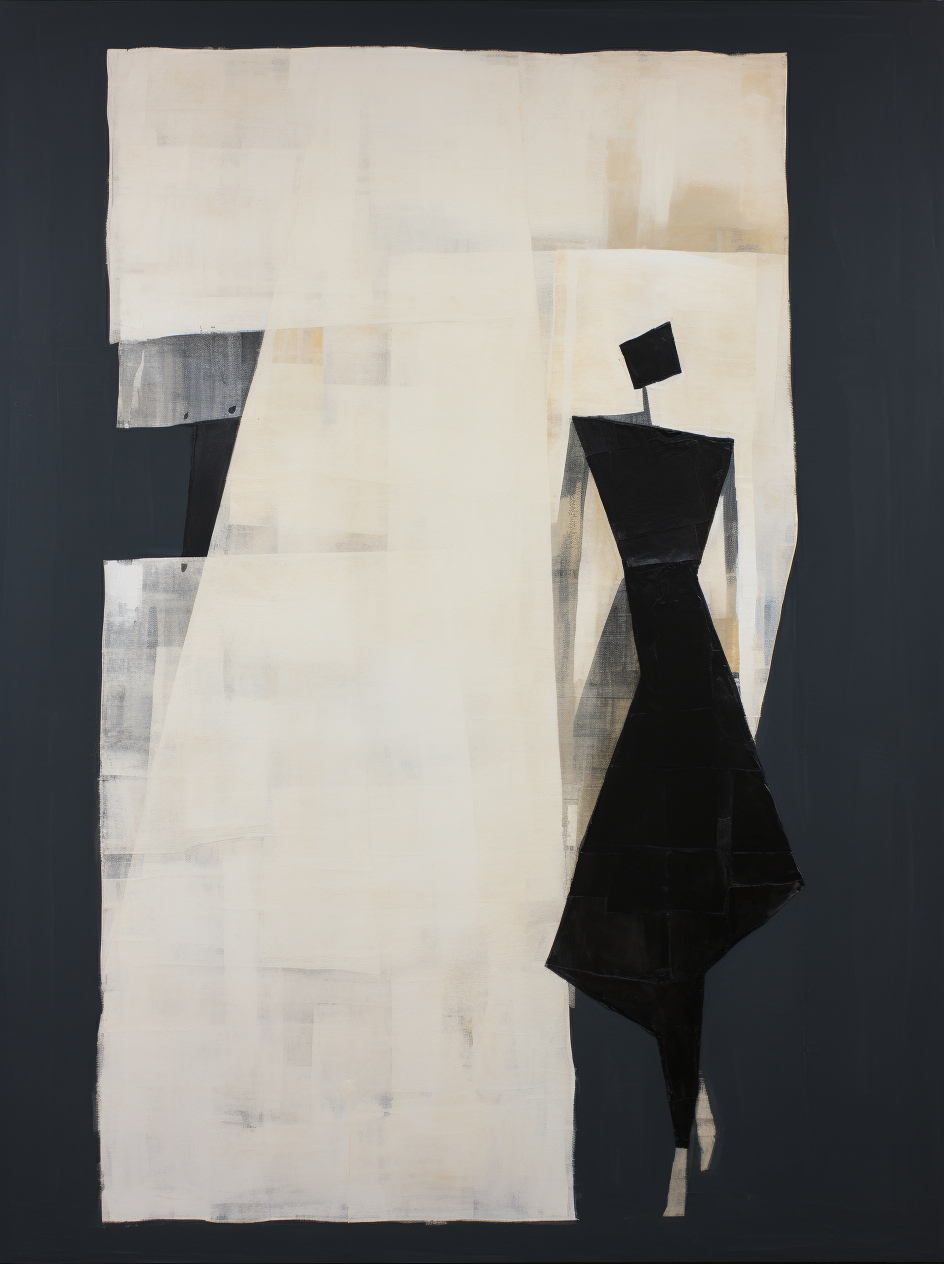 Black And Beige Minimalist Oil Painting Black And Beige Minimalist Wall Art Black And Beige Abstract People At Beige Abstract Art On Canvas