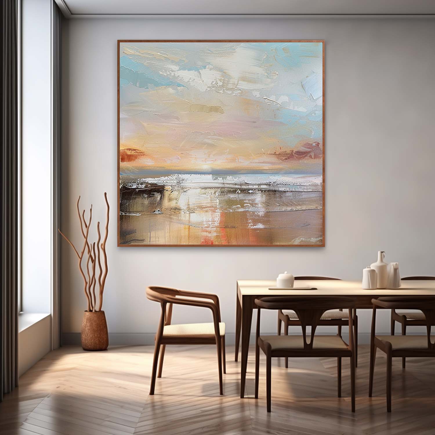 Sunrise Abstract Landscape Texture Painting Abstract Sunrise Landscape Canvas Texture Wall Art Decor