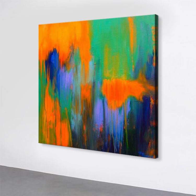 Large Canvas Art OriginalOrange And Blue Canvas Acrylic Abstract Texture Art | Imaginary hell