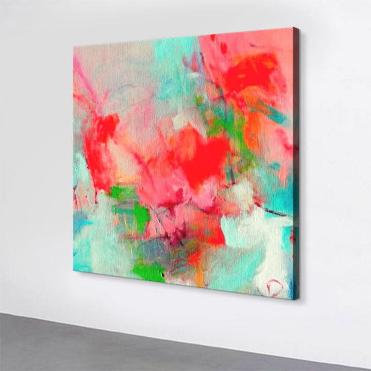 Ölgemälde Wandkunst Original Kunst Gemälde Rot Grün Gemälde Kunstwerk auf Leinwand | Dinosaurierfossilien