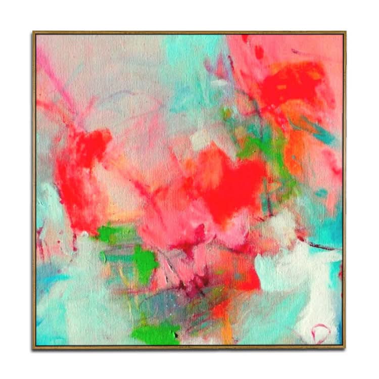 Ölgemälde Wandkunst Original Kunst Gemälde Rot Grün Gemälde Kunstwerk auf Leinwand | Dinosaurierfossilien