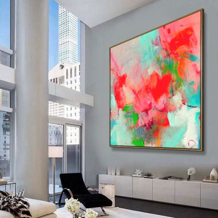 Ölgemälde Wandkunst Original Kunst Gemälde Rot Grün Gemälde Kunstwerk auf Leinwand | Dinosaurierfossilien