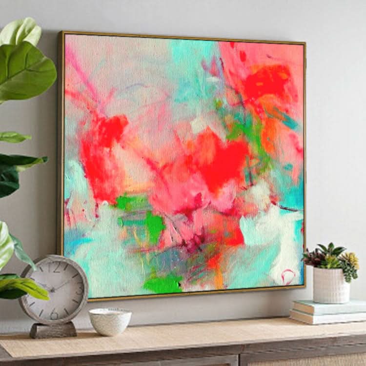 Ölgemälde Wandkunst Original Kunst Gemälde Rot Grün Gemälde Kunstwerk auf Leinwand | Dinosaurierfossilien