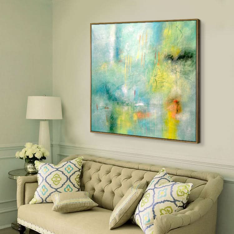 Moderne Kunstgemälde, handgemaltes Ölgemälde, übergroßes Gemälde, goldblaues Gemälde, Kunstwerk | Todesblick