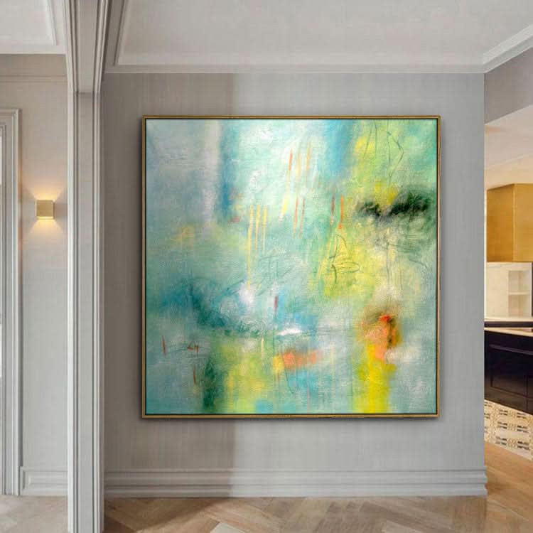 Moderne Kunstgemälde, handgemaltes Ölgemälde, übergroßes Gemälde, goldblaues Gemälde, Kunstwerk | Todesblick