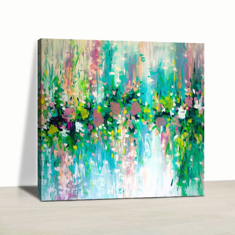 Peinture à l'huile abstraite Peinture à l'huile de salon Peinture originale faite à la main Art de la mode Peinture rouge bleu et vert Oeuvre d'art | Le chemin du paradis