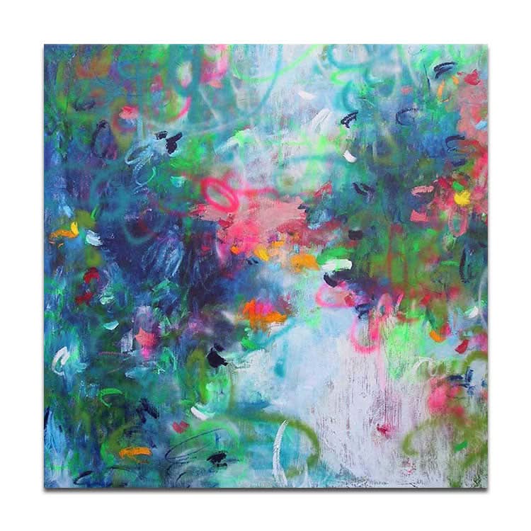 Art abstrait bleu Peinture verte Peinture originale Art contemporain Peintures modernes Grandes | Art minimaliste