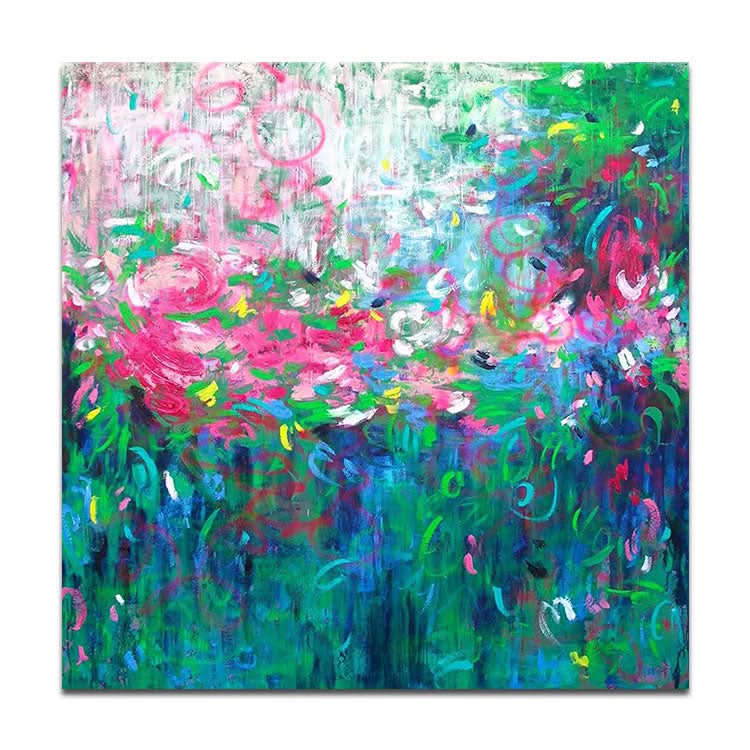 Grand tableau abstrait sur toile Peinture rouge Peinture contemporaine | Pétales tombants