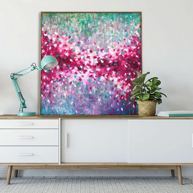 Modern Acrylic Painting Hand Painted Oil Painting Canvas Wall Art Big Size Painting White And Red Painting | Mirror Flower