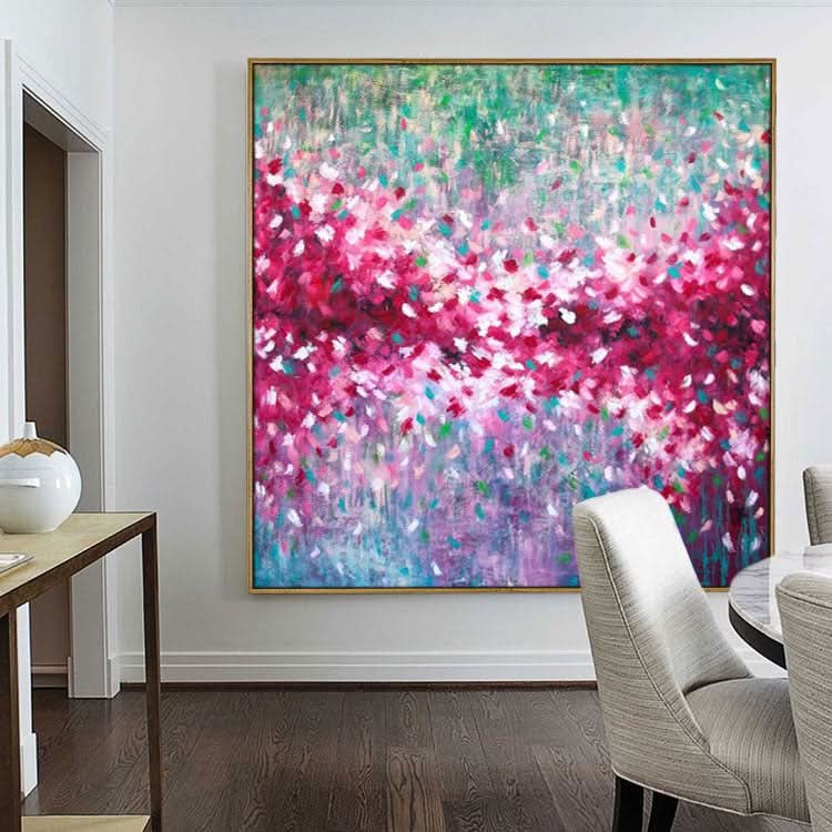 Modern Acrylic Painting Hand Painted Oil Painting Canvas Wall Art Big Size Painting White And Red Painting | Mirror Flower