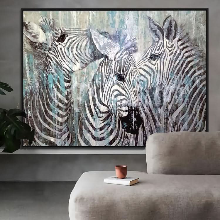 Zebra - Handgemachtes modernes Leinwandgemälde Tier Wandkunst