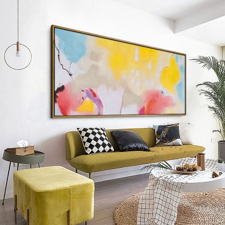 Peinture à l'huile peinte à la main Peinture d'art originale Peinture de grande taille Décoration de bureau Art simple Peinture orange Peinture rouge Peinture blanche | Art mural abstrait sur toile