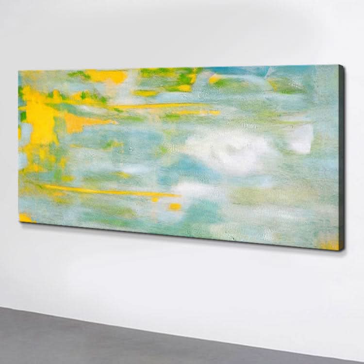 Paysage abstrait en jaune, vert et blanc | Art simple