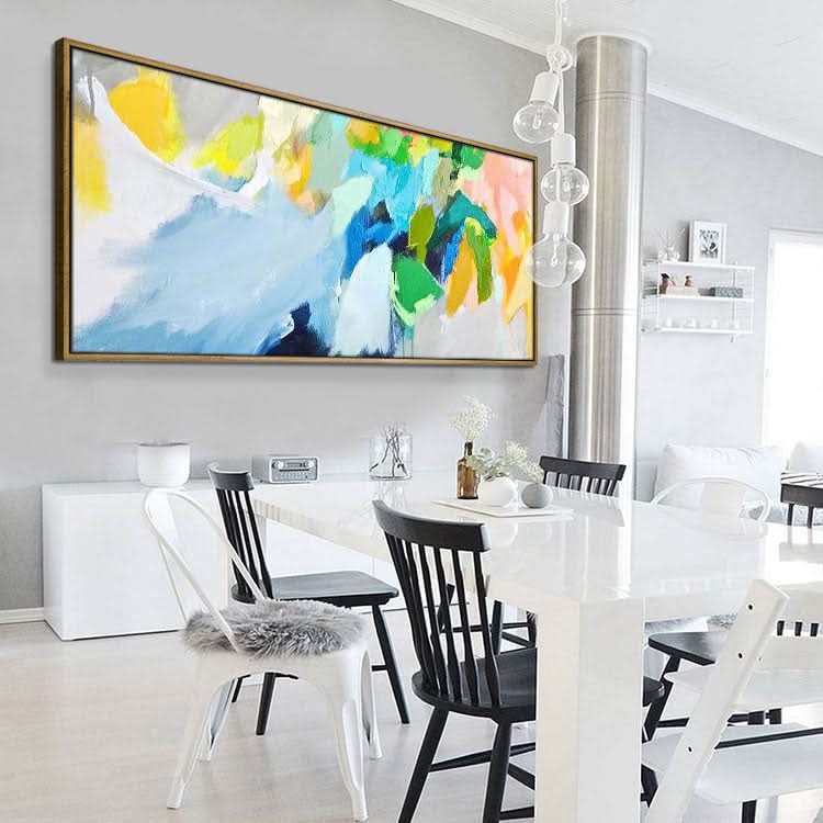 Handgemaltes Ölgemälde Großes Ölgemälde Leinwand Wohnzimmer Abstraktes Ölgemälde Wohnzimmer Hellblau Abstrakte Kunst Grüne Malerei | Verdiene deinen Lebensunterhalt