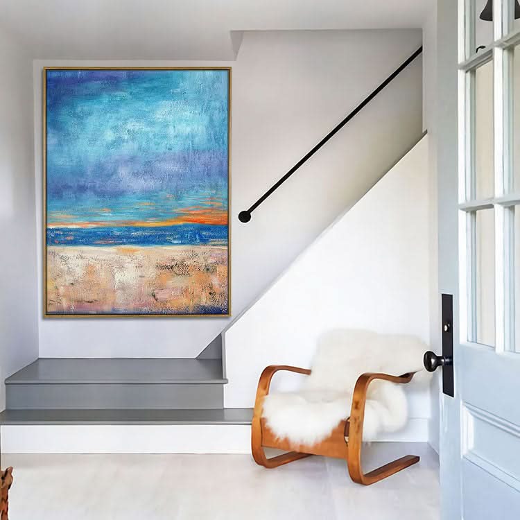 Marine Far View - Handgemaltes Meeresgemälde auf Leinwand, Wandkunst, Landschaftsgemälde