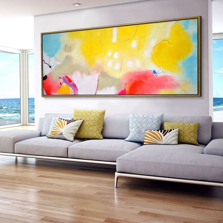 Großes Gemälde auf Leinwand, Original-Kunst, handgemachtes abstraktes Ölgemälde, Wohnzimmer, orange-rotes Wandbild, einfache Kunst