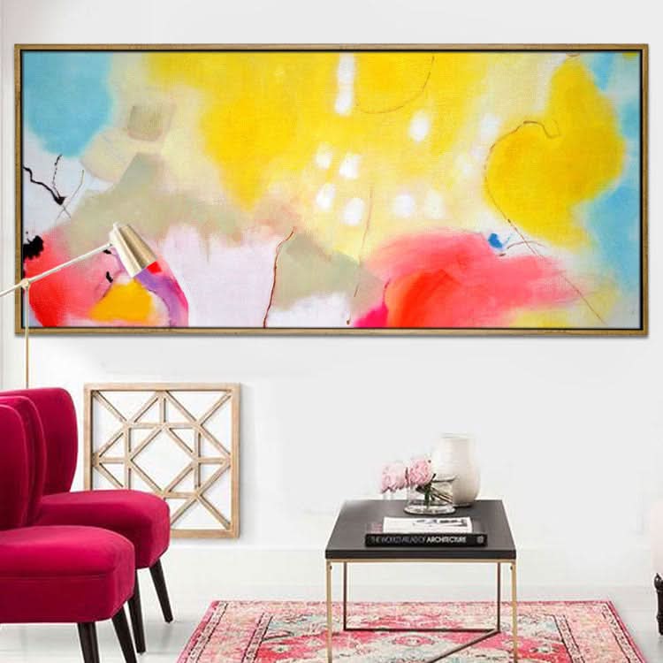 Großes Gemälde auf Leinwand, Original-Kunst, handgemachtes abstraktes Ölgemälde, Wohnzimmer, orange-rotes Wandbild, einfache Kunst