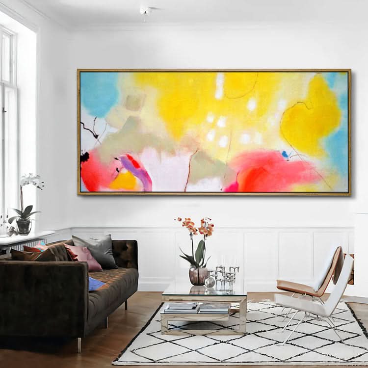 Großes Gemälde auf Leinwand, Original-Kunst, handgemachtes abstraktes Ölgemälde, Wohnzimmer, orange-rotes Wandbild, einfache Kunst