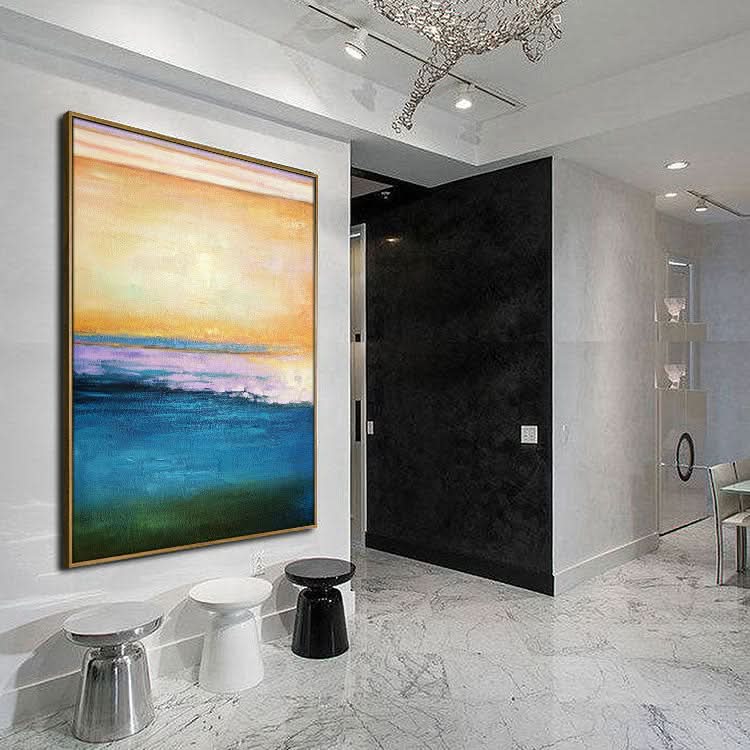 Sunset And At High Tide - Handmade Sunset Canvas Oil Painting Scenery Wall Art