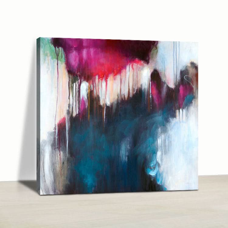 Handgefertigtes Ölgemälde auf Leinwand, rotes Gemälde, tiefblaues Gemälde, schwarze Kunstleinwand, moderne Gemälde, groß | Schockierend beim Anblick