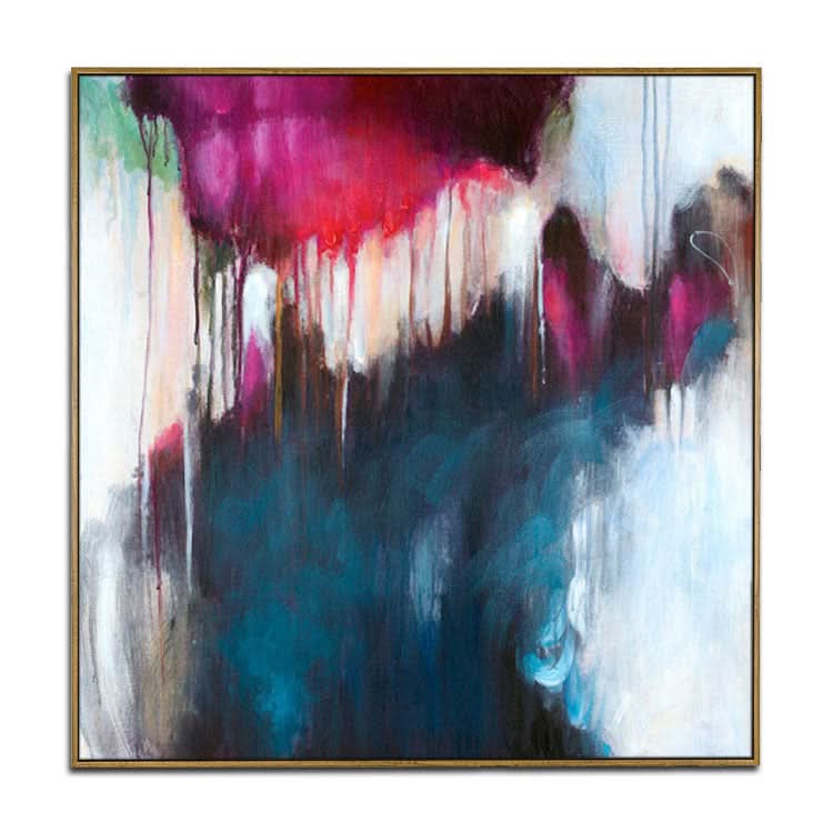 Handgefertigtes Ölgemälde auf Leinwand, rotes Gemälde, tiefblaues Gemälde, schwarze Kunstleinwand, moderne Gemälde, groß | Schockierend beim Anblick