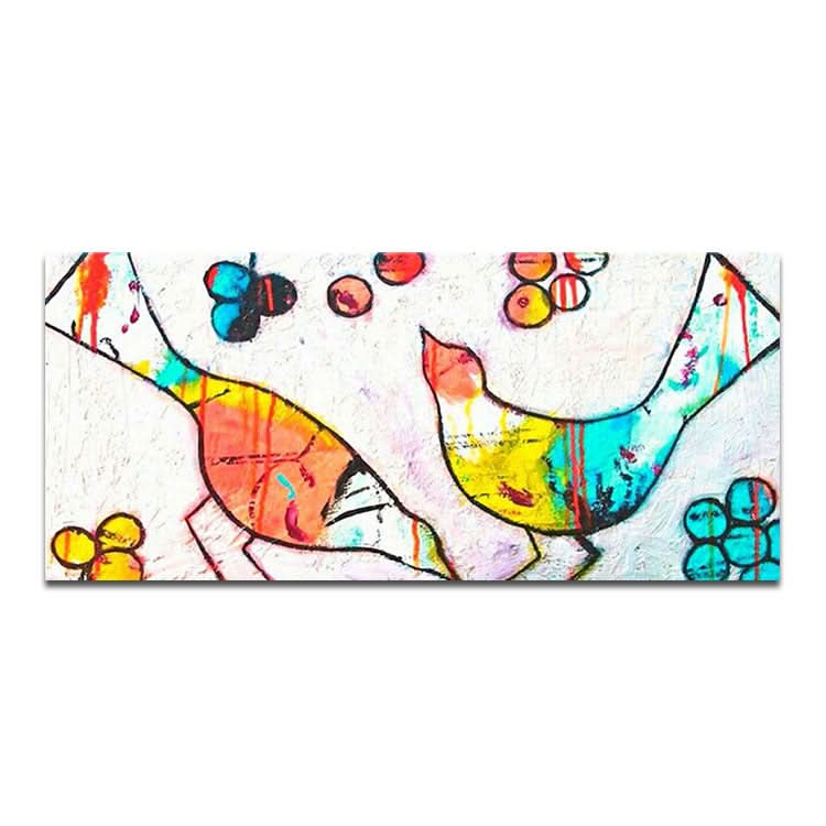 Peinture à l'huile faite à la main d'oiseaux Art mural suspendu Grande toile Art Décoration murale Peinture verte Œuvre d'art originale Peinture bleu clair Peinture moderne | Oiseaux en quête de nourriture