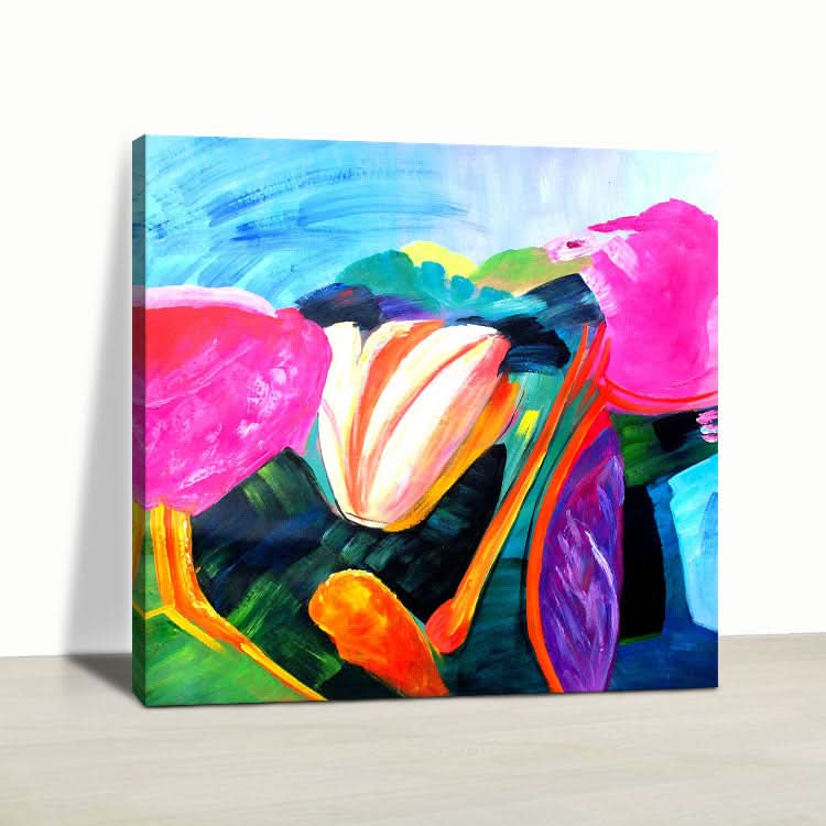 Peinture jaune Peinture abstraite originale Peinture murale contemporaine Art abstrait acrylique sur toile | Fleur de Cushaw