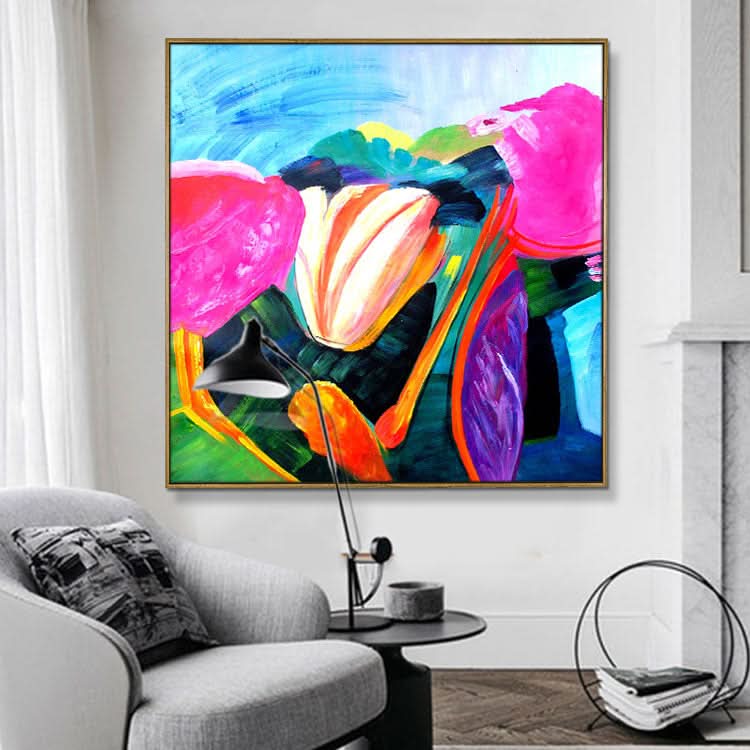 Peinture jaune Peinture abstraite originale Peinture murale contemporaine Art abstrait acrylique sur toile | Fleur de Cushaw