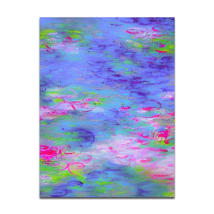 Étang de lotus - Peinture à l'huile sur toile avec fleurs peintes à la main