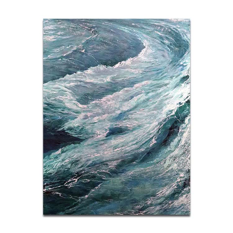 Le vent a soufflé les vagues - Peinture à l'huile sur toile faite à la main représentant des vagues