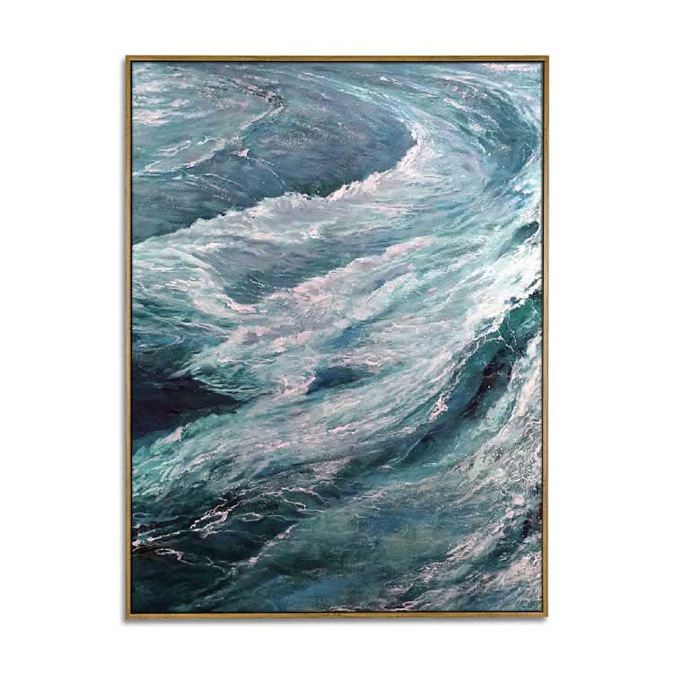 Der Wind blies die Wellen - handgefertigte Landschaft Wandkunst Wellen Leinwand Ölgemälde