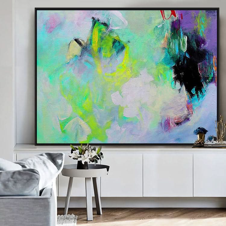 Peinture à l'huile abstraite, art abstrait sur toile original, peinture abstraite colorée moderne
