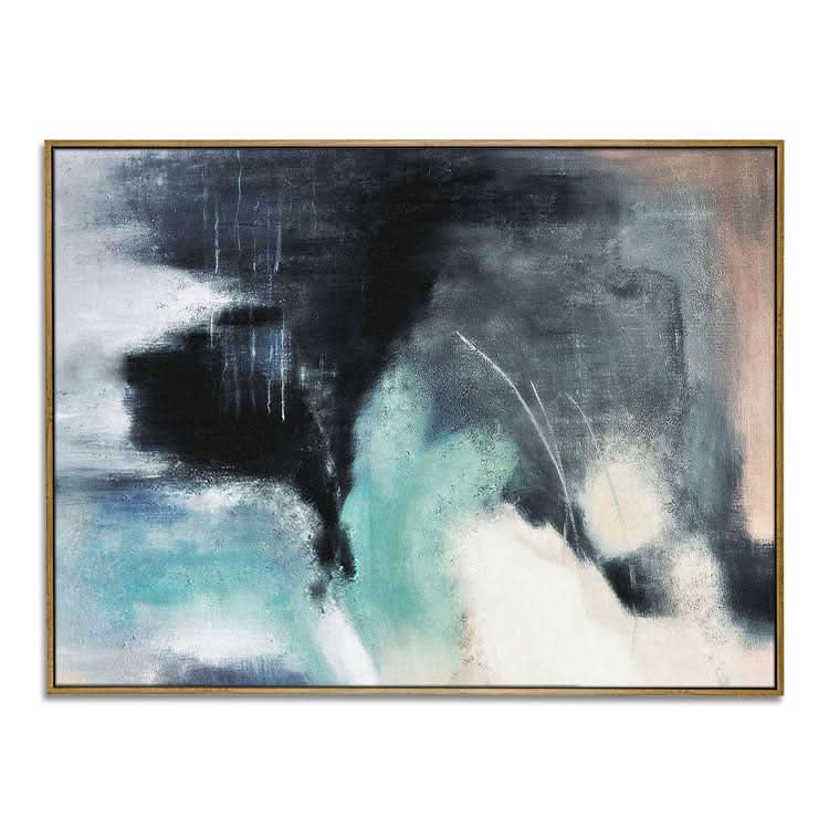 Regenwolken bedeckten den Himmel - Handgemaltes abstraktes Acrylgemälde Landschaftskunst