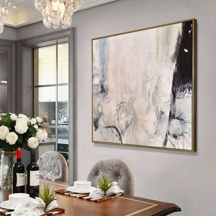 Großes Acrylgemälde Abstraktes Gemälde Weißes Gemälde Schwarzes Gemälde Zeitgenössische Kunst Textur | Schuttfluss