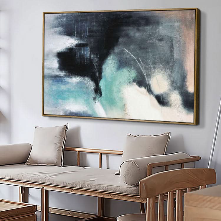 Regenwolken bedeckten den Himmel - Handgemaltes abstraktes Acrylgemälde Landschaftskunst