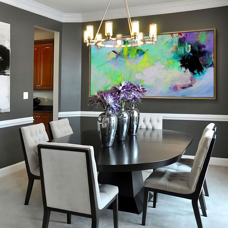 Art abstrait moderne sur toile, peinture abstraite avec description de la peinture