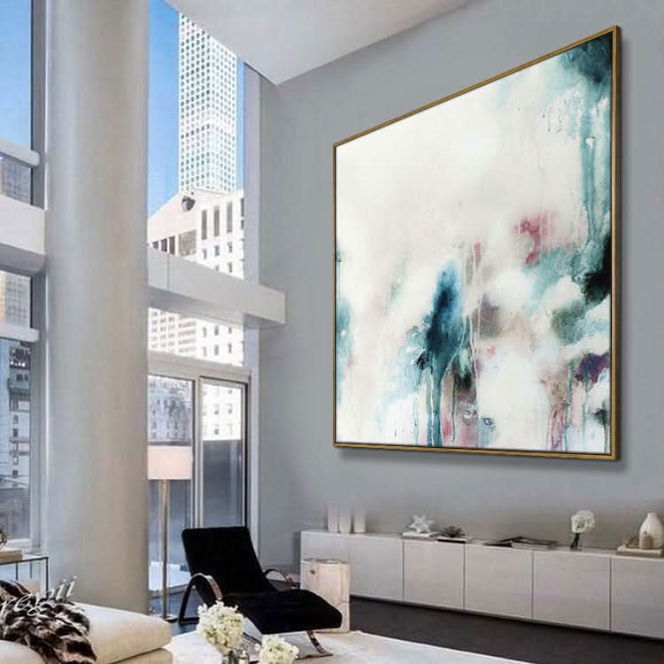 Großes abstraktes Acrylgemälde Beige Gemälde Blattgemälde Original Kunstgemälde | Zackenbarsch in den Wolken