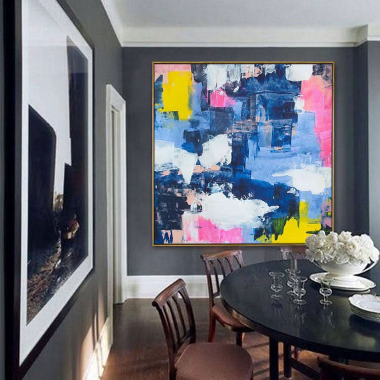 Large Oil Painting Canvas Handmade Oil Painting Oil Painting Original Office Decor Purple Blue Painting | The Devil's Castle