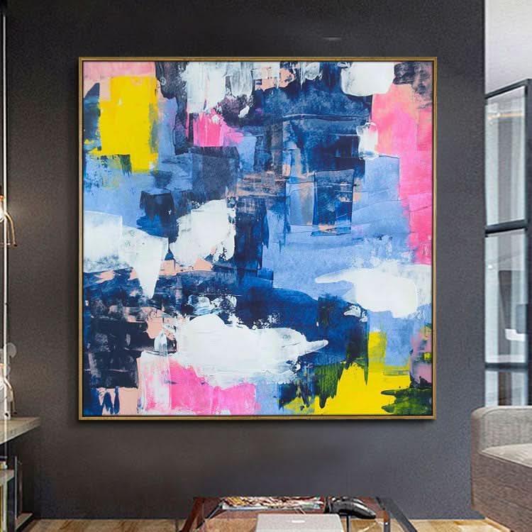 Large Oil Painting Canvas Handmade Oil Painting Oil Painting Original Office Decor Purple Blue Painting | The Devil's Castle