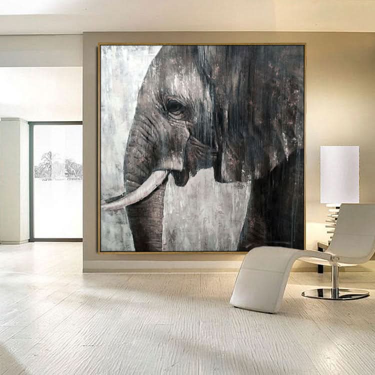 Large Abstract Elephant Painting Cute Elephant Oil Painting Original Impasto Painting Oversized Elephant Painting Abstract | Elephant's Sorrow
