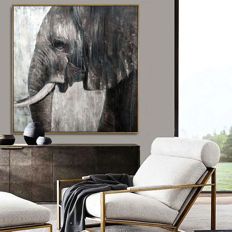 Large Abstract Elephant Painting Cute Elephant Oil Painting Original Impasto Painting Oversized Elephant Painting Abstract | Elephant's Sorrow