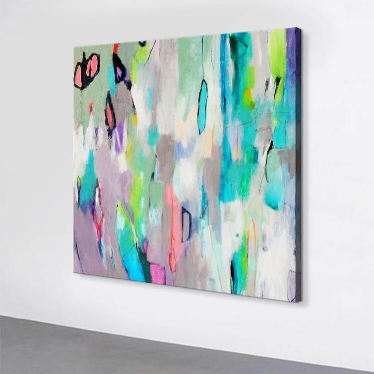 Buntes abstraktes Gemälde Beige Gemälde Weißes Gemälde Originalgemälde Abstraktes Acryl | Belebte Straßen