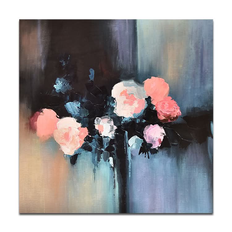 Peinture à l'huile noire et rouge, peinture originale, peinture acrylique, art mural, toile | Fleurs