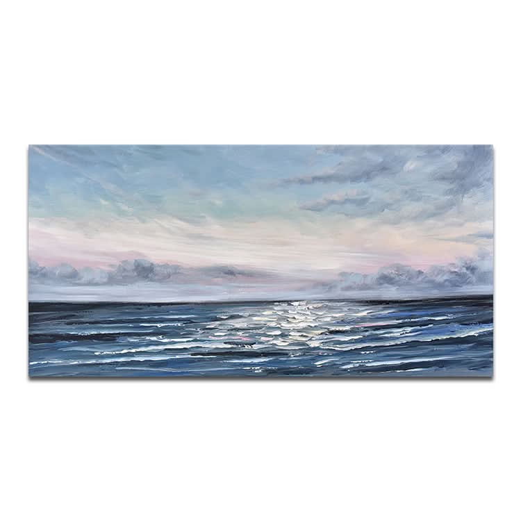 Large Canvas Art Office Decor Abstract Canvas Wall Art Oil Painting Modern Blue Pale yellow Wall Art Painting | Sea level