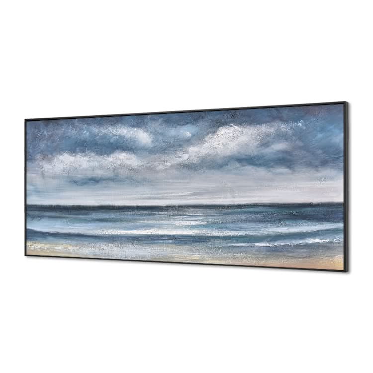 Original Painting On Canvas Oil Hand Painting Living Room Abstract Canvas Wall Art Blue Painting | Sea level#2