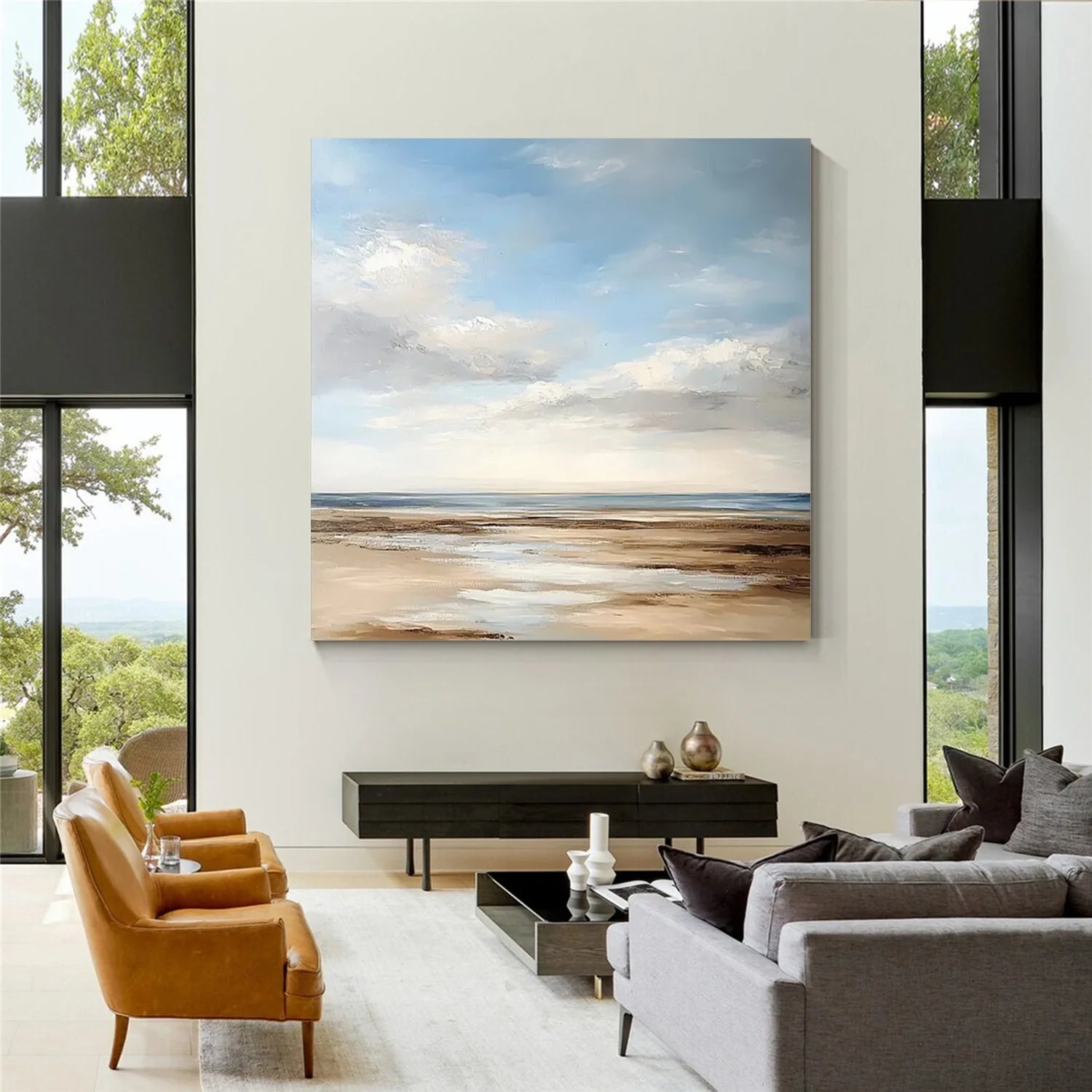 Ocean And Sky Abstract Canvas Art #OS 276