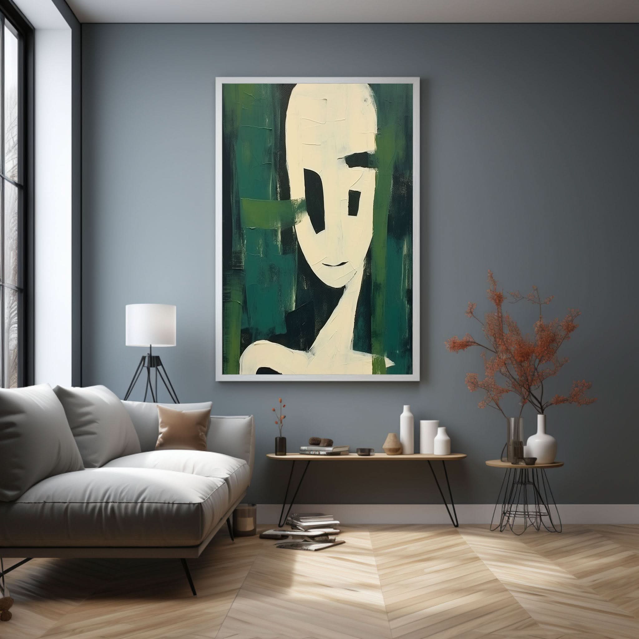 Green Abstract Art On Canvas Green Minimalist Abstract Oil Painting Wabi Sabi Art Wall Decoration